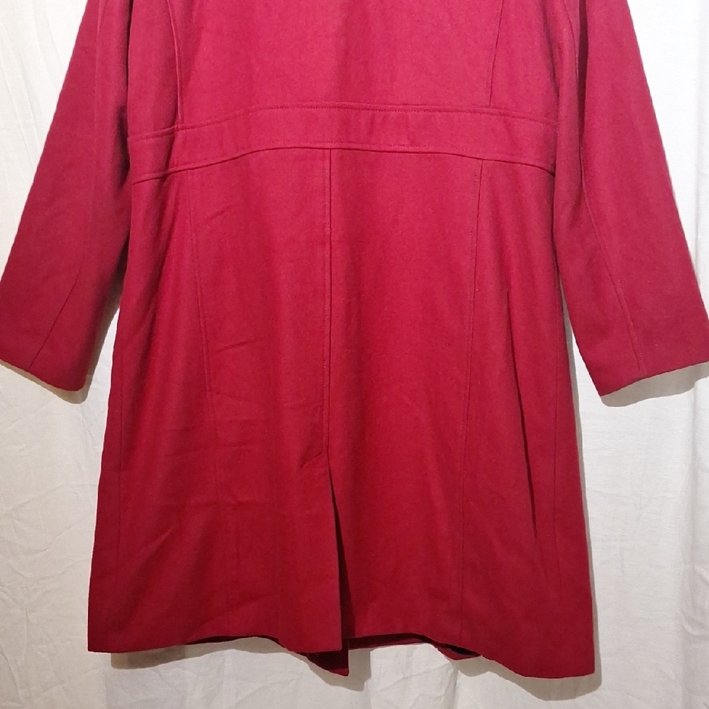 Vintage Red Trench Coat, Wool Rayon, Double Breasted, Old Navy, 16, NWOT - Picture 10 of 13
